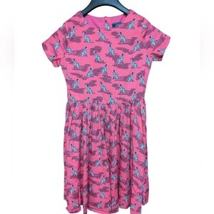 Land's End Pink Cotton Dalmation Print Fit and Flare Dress Size 12